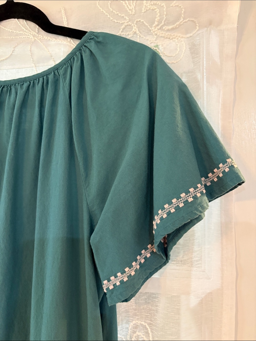 Beach Lunch Lounge Teal Tiered Dress Size Small Boho Cottagecore - Picture 7 of 9